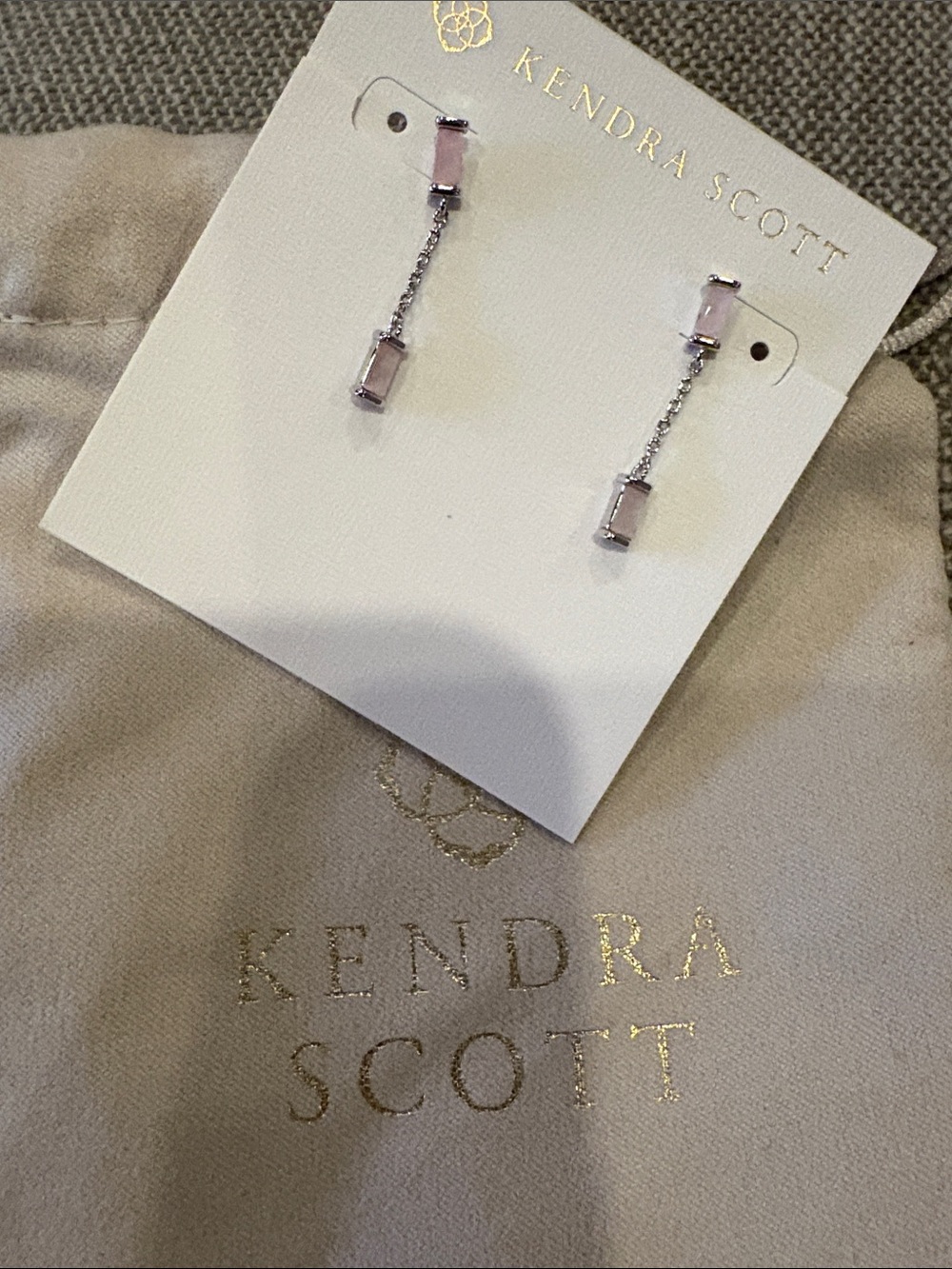 Kendra Scott Pink Rectangular Drop Earrings